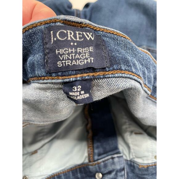 J. Crew High Waisted Vintage Straight Jeans Cropped Denim Blue Women's Size 32 - Picture 5 of 9